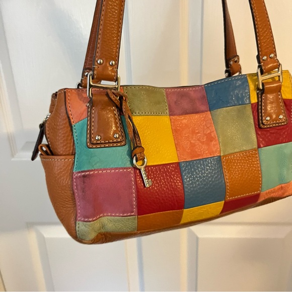 Fossil Colorful Patchwork Leather Handbag Shoulder Bag - Picture 2 of 11